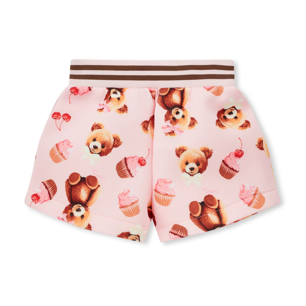 A Dee Maya girls pink teddy bear bakery print shorts – back view