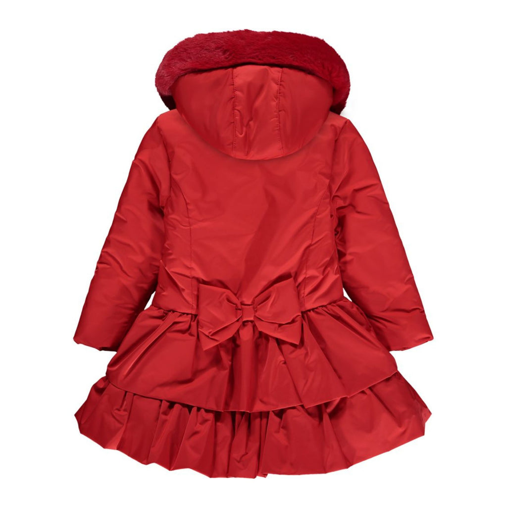 A Dee Serena Girls Red Winter Coat With Hood On Back