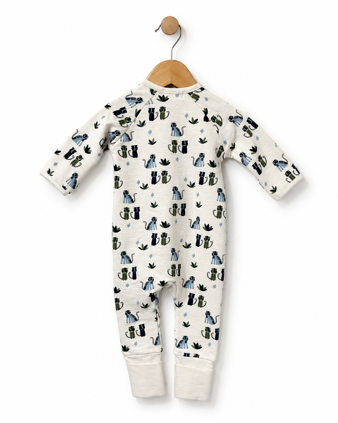 Babybol baby boys cream cat print long sleeve romper back