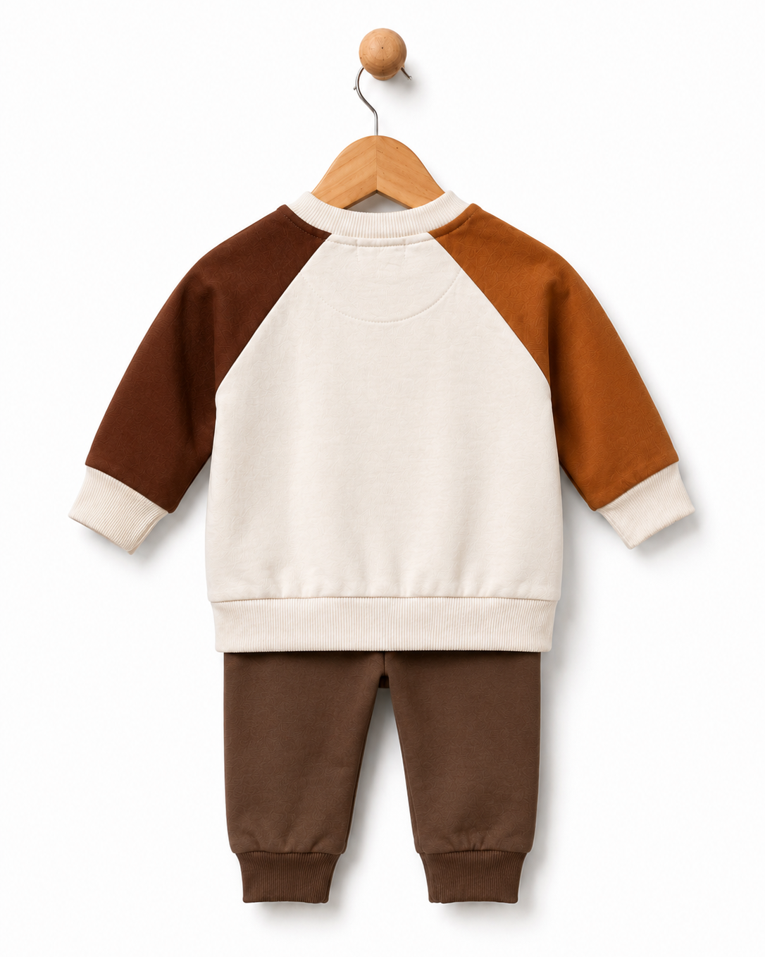 Baby boys colour-block lion sweatshirt and brown joggers