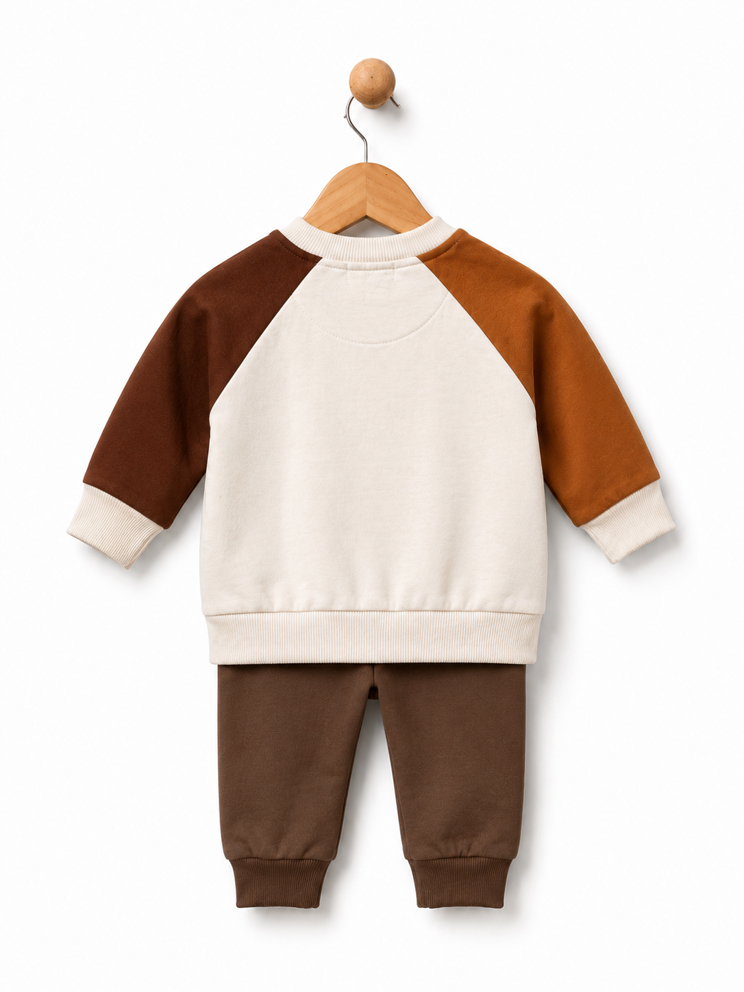 Baby boys colour-block lion sweatshirt and brown joggers
