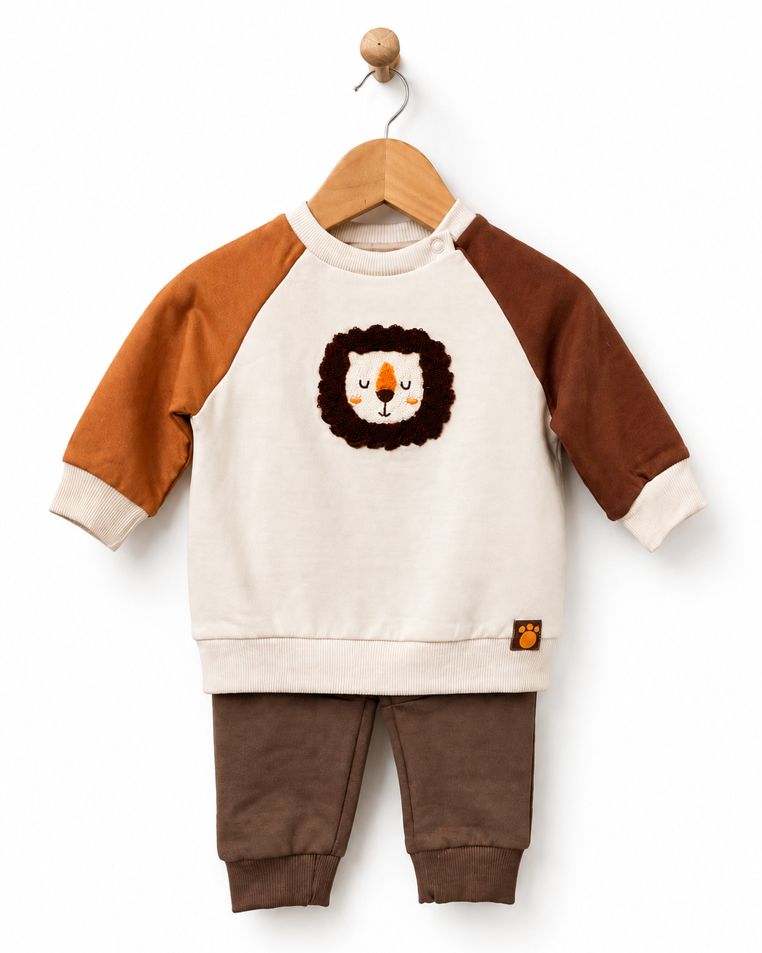 Babybol baby boys lion print two-piece tracksuit set