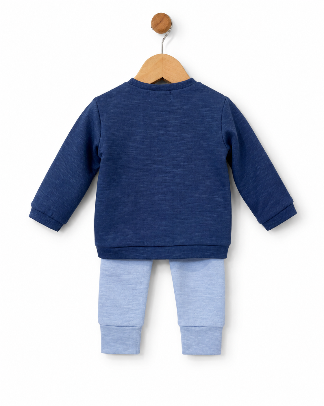 Babybol baby boys navy sweatshirt and light blue trousers outfit set back
