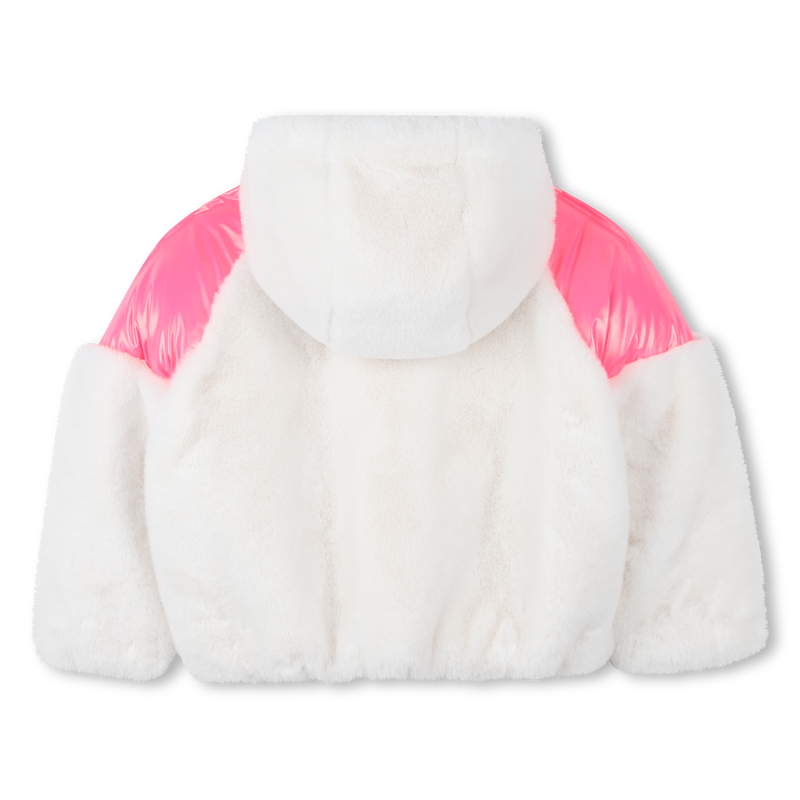 Billieblush girls fleece jacket — back view with neon pink shoulder panels