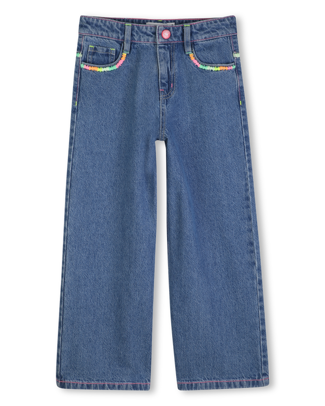 Billieblush girls wide leg dark denim jeans front view