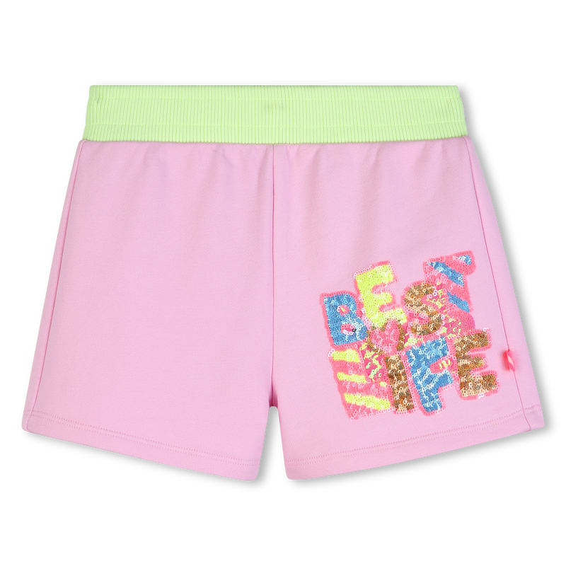 Billieblush girls pink fleece shorts sequin best life print