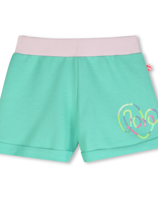 Billieblush girls green fleece shorts sequin heart