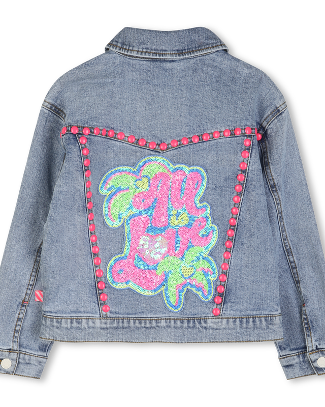 Billieblush girls sequin back light denim jacket