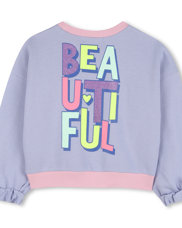 Billieblush girls purple beautiful slogan sweatshirt back