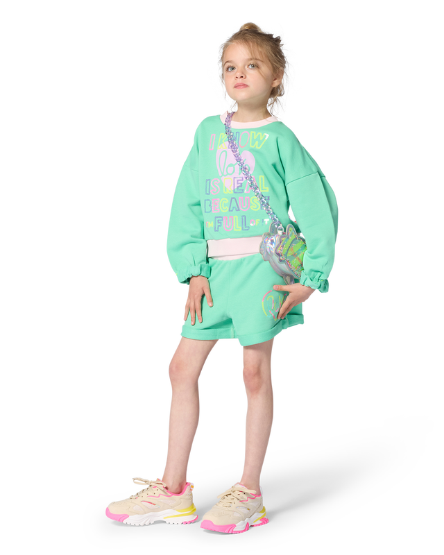 Billie-blush love print fleece sweatshirt for girls