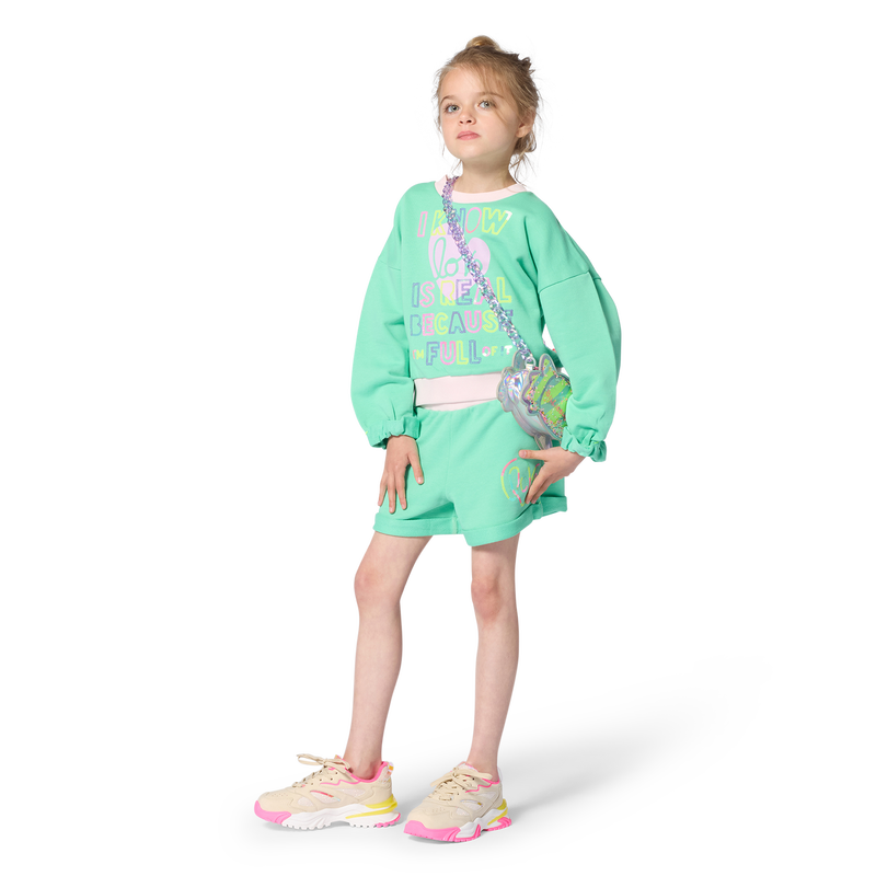 Billie-blush love print fleece sweatshirt for girls