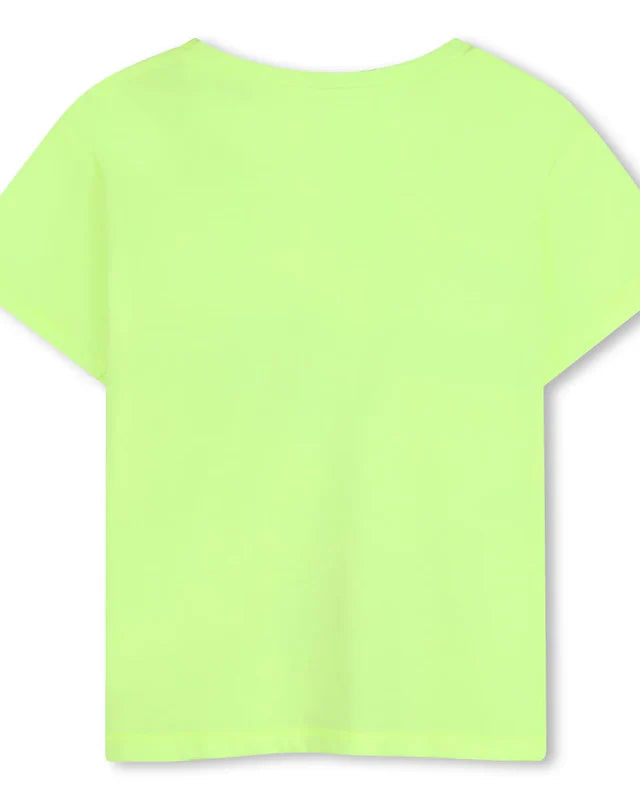 Billieblush girls lime green short sleeve cotton t-shirt From Back