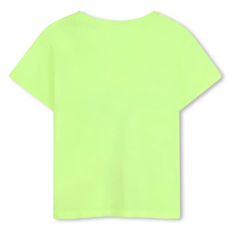 Billieblush girls lime green short sleeve cotton t-shirt From Back