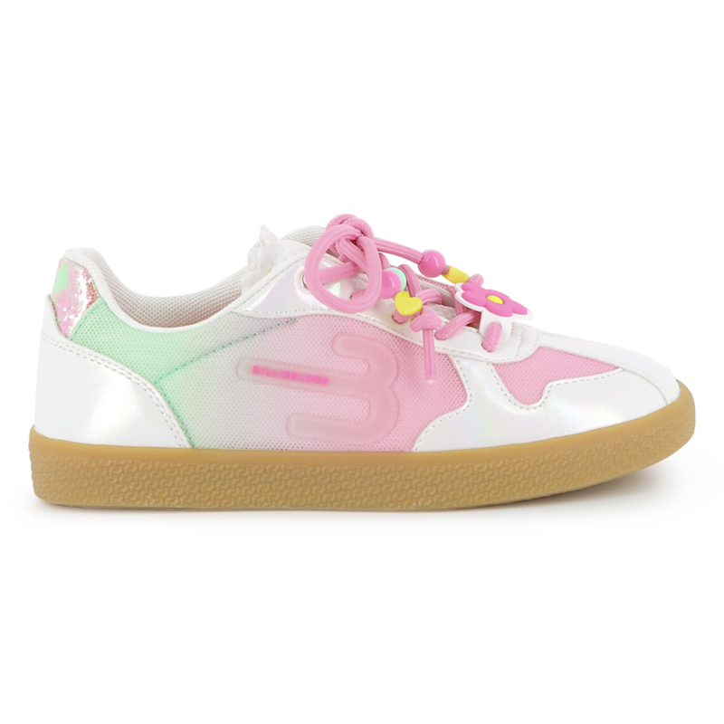 Billieblush girls pink green trainers side profile pastel panels