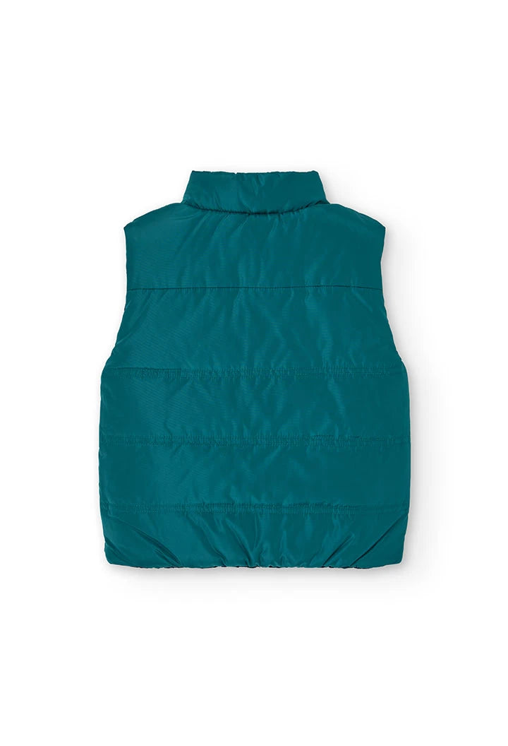 Back view of Boboli boys reversible gilet vest in green.