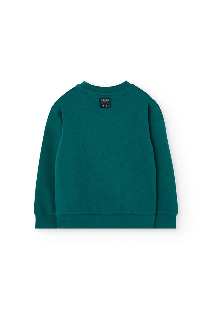 Boboli boys green cotton sweatshirt – flatlay back view