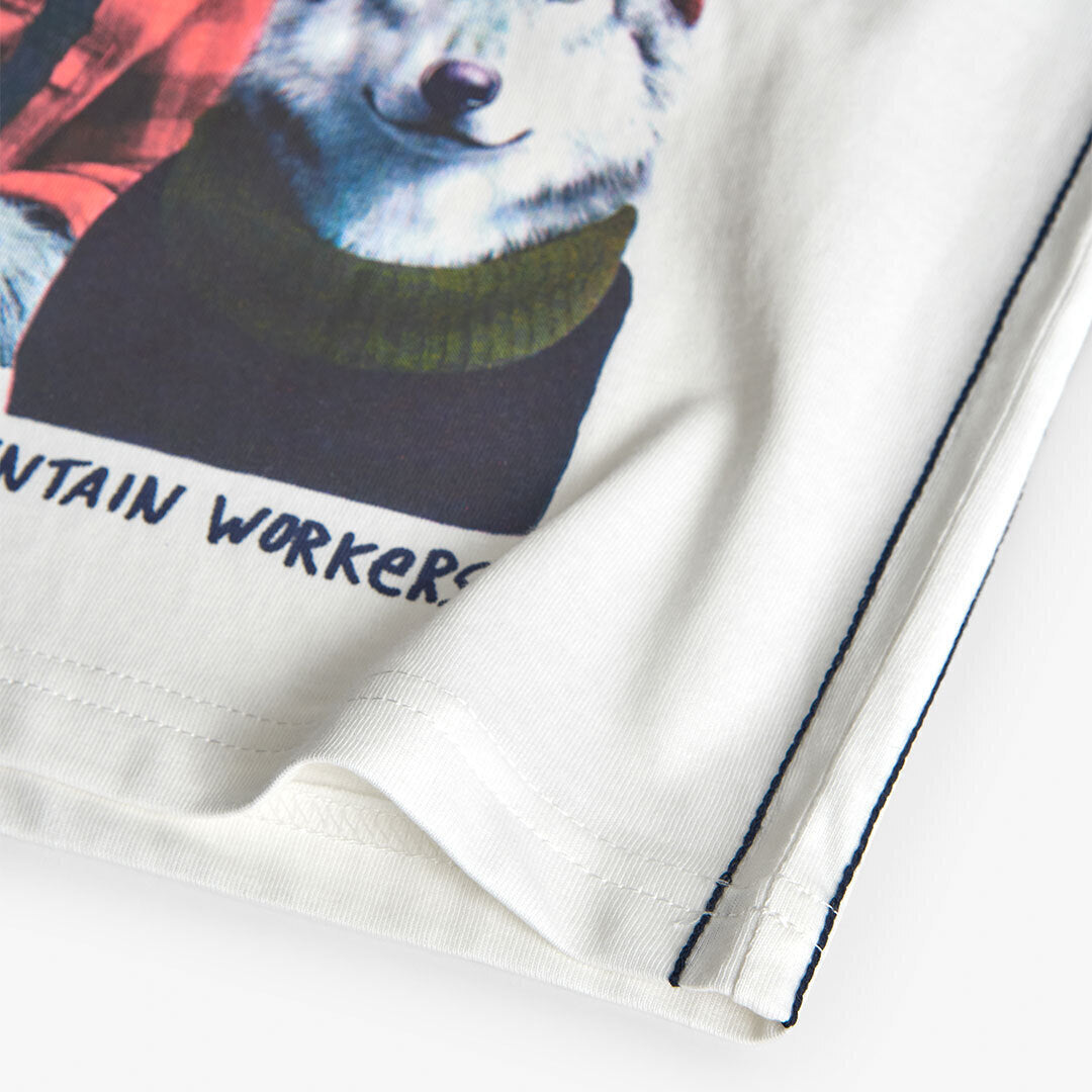 Boboli boys white cotton T-shirt hem and stitching detail