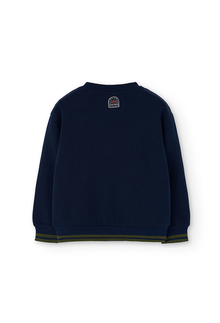 Boboli Boys navy fleece sweatshirt jumper – plain back view.