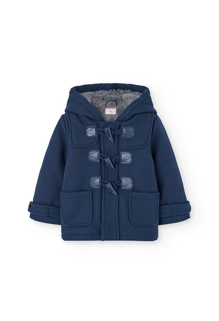 Boboli boys navy duffle coat with hood and classic toggle fastenings