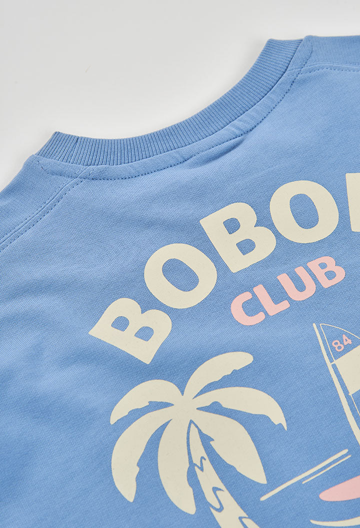 Boboli boys blue sweatshirt logo print close up