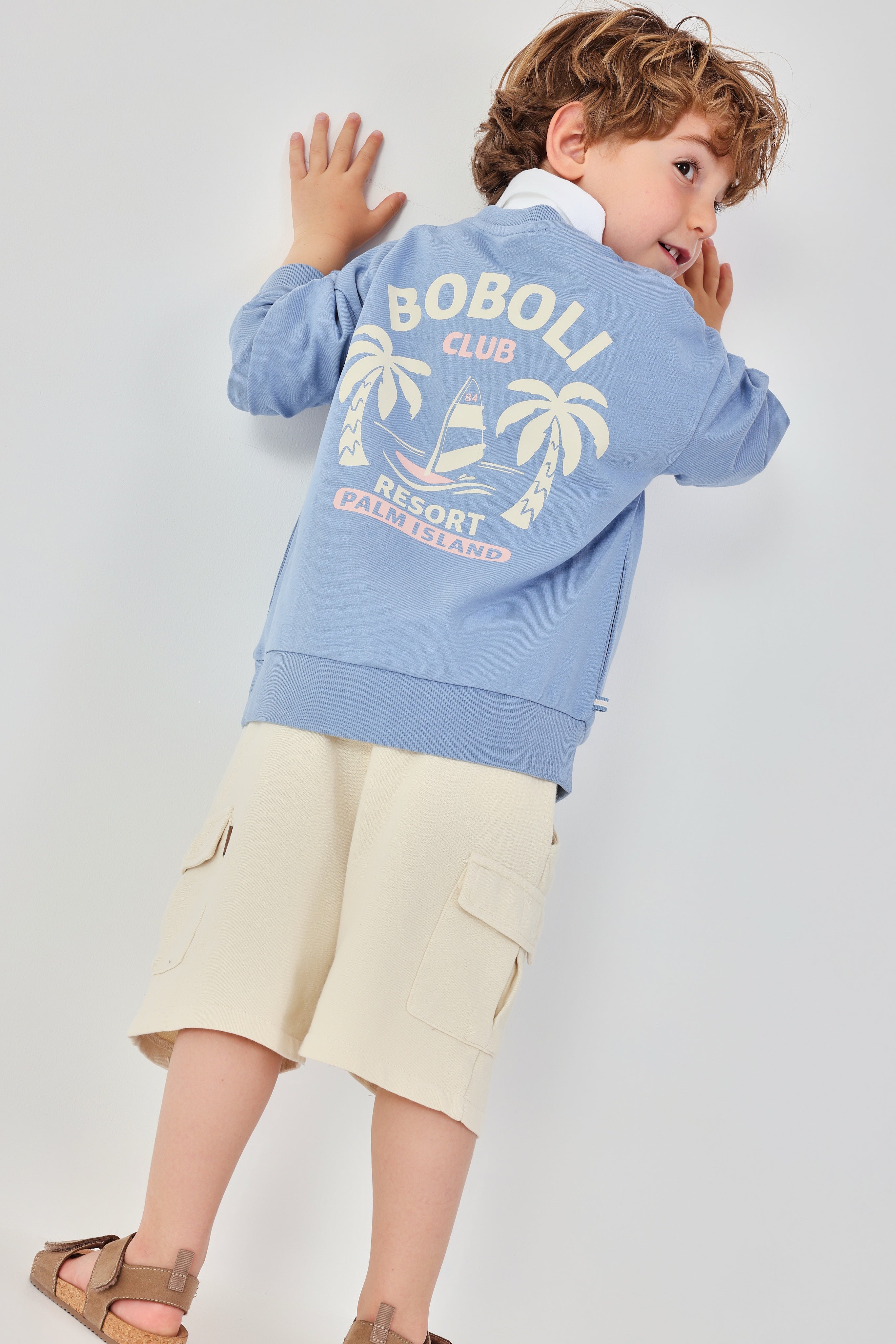 boys blue graphic sweatshirt baby toddler back view full print
