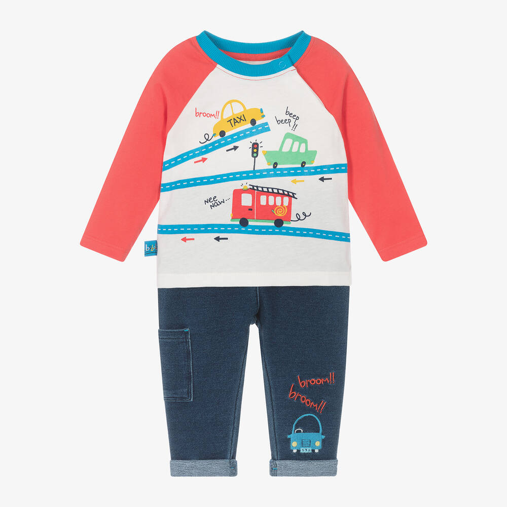 Boboli Baby Boy Blue & Red Car Print Set
