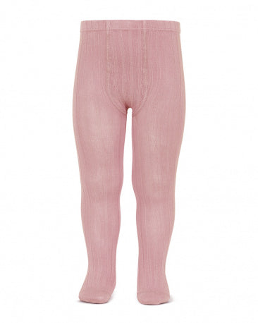 Condor blush pink ribbed tights for baby girls