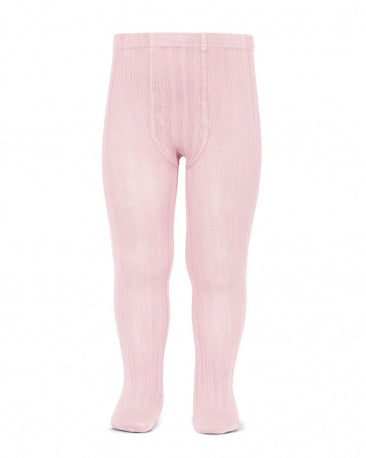 Condor baby girls pink ribbed tights