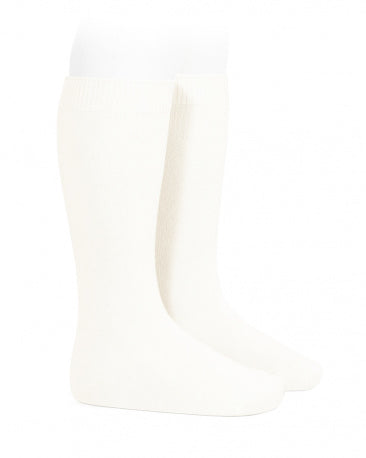 Condor girls white plain stitch knee high socks
