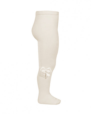 Linen beige baby girls bow tights by Condor