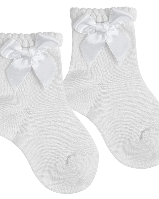 Condor girls white ceremony socks with satin bow