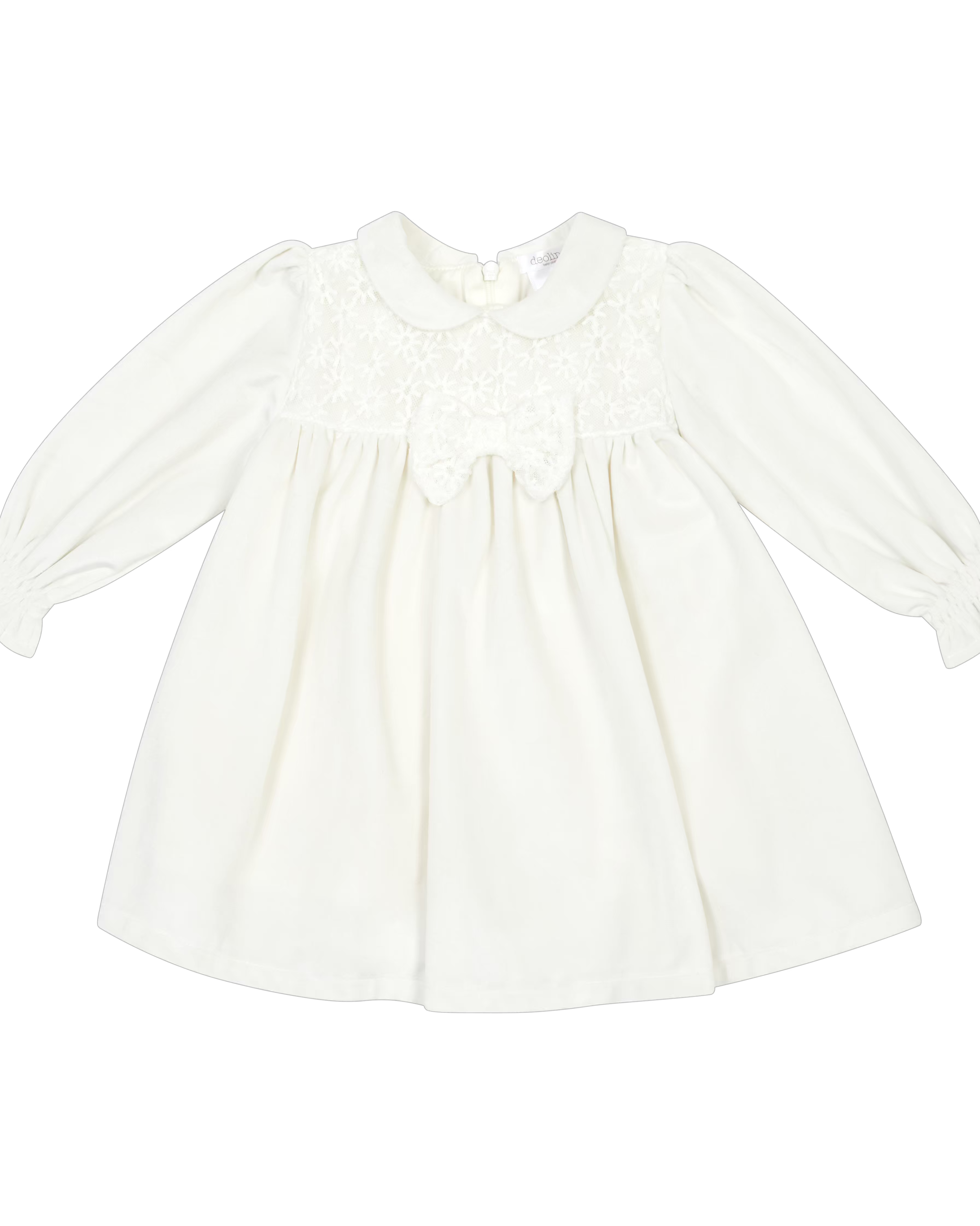 Deolinda Merengue baby girls ivory lace christening dress with Peter Pan collar