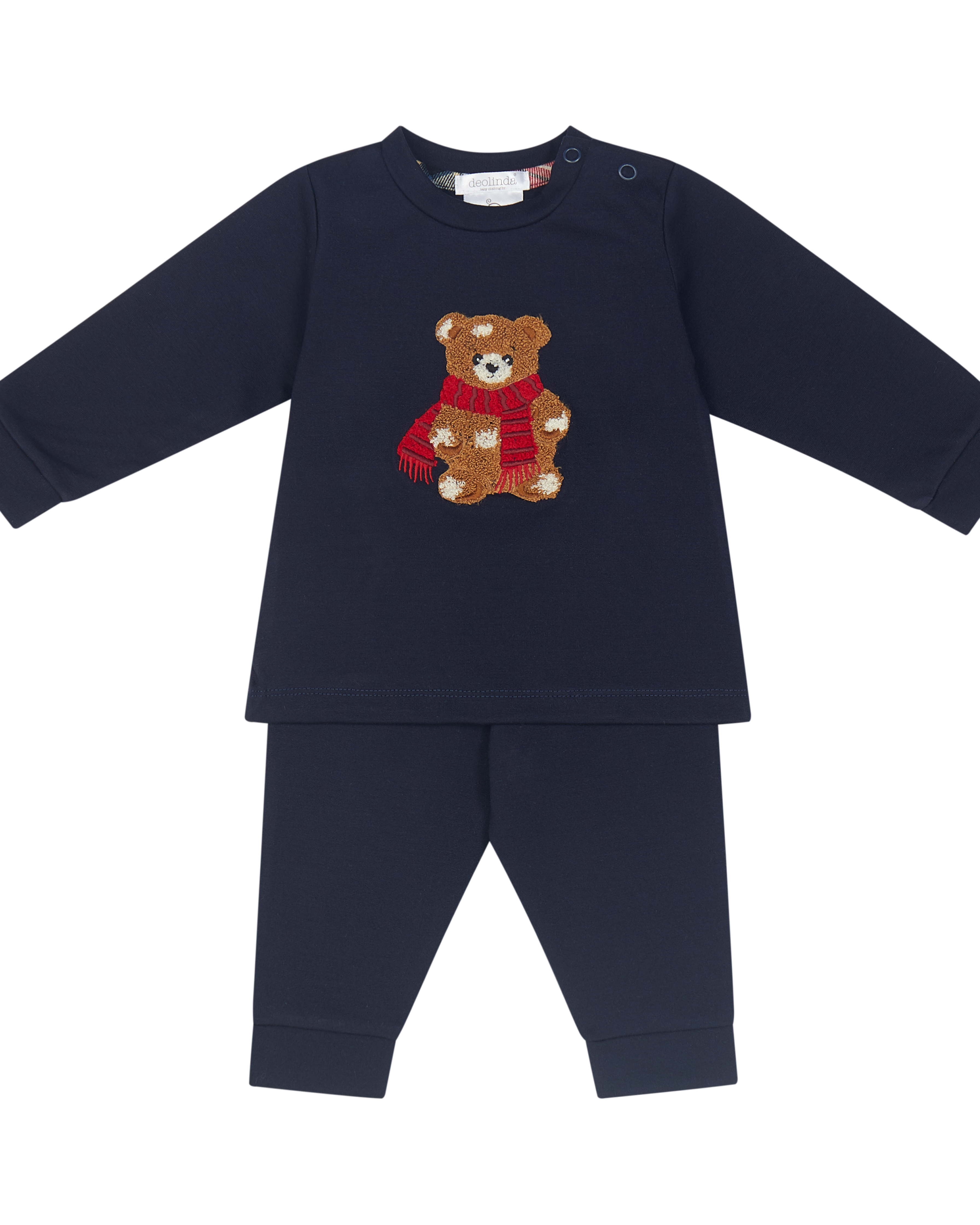 Deolinda baby girls navy teddy bear Christmas tracksuit set with matching joggers
