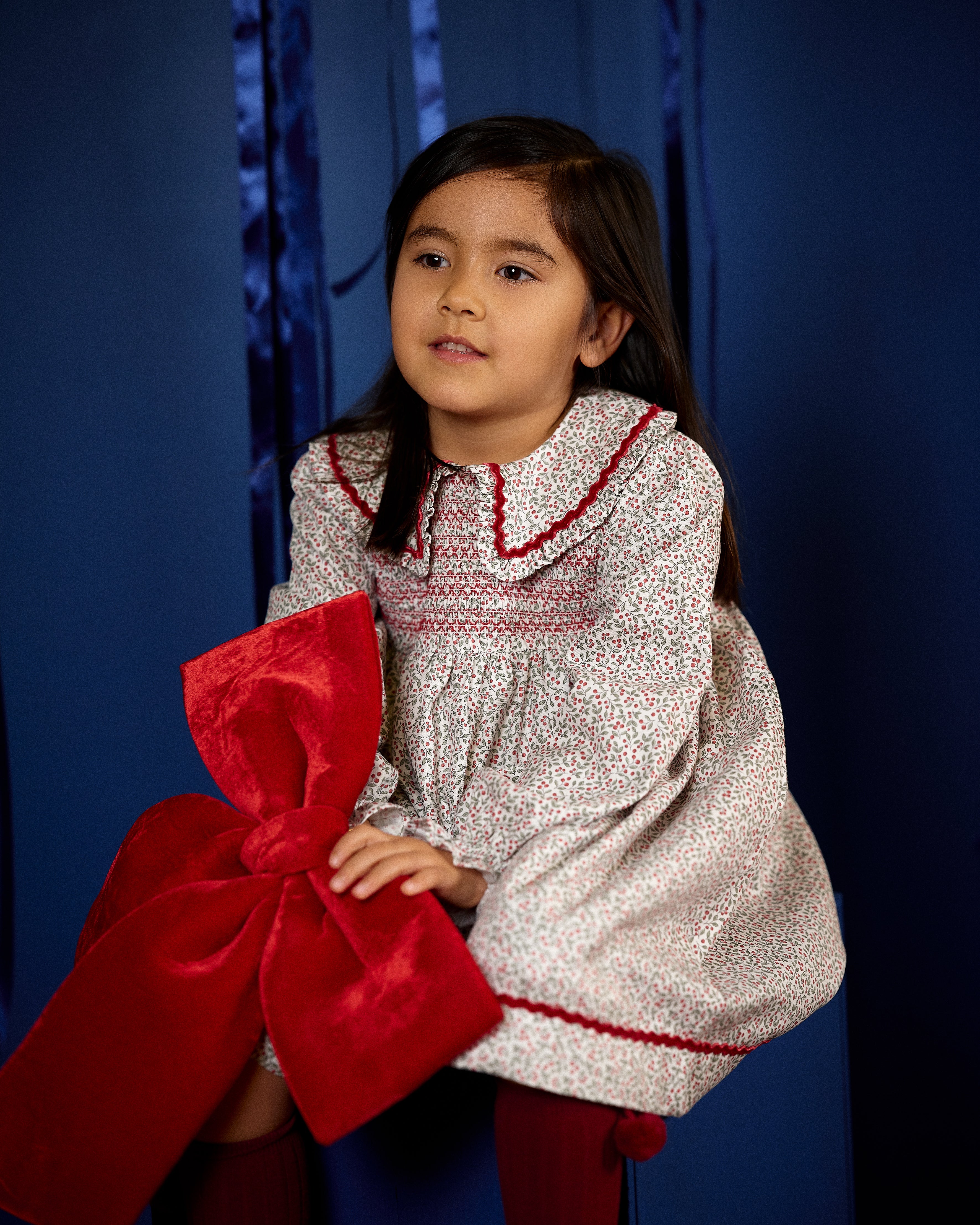 Deolinda Frosty girls Christmas dress styled for a festive occasion