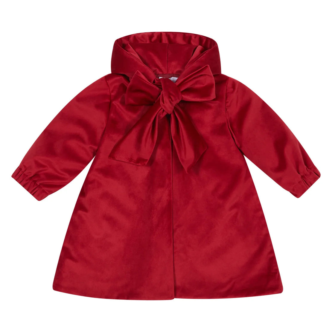Deolinda Red Velvet Bow Front Christmas Coat For Girls