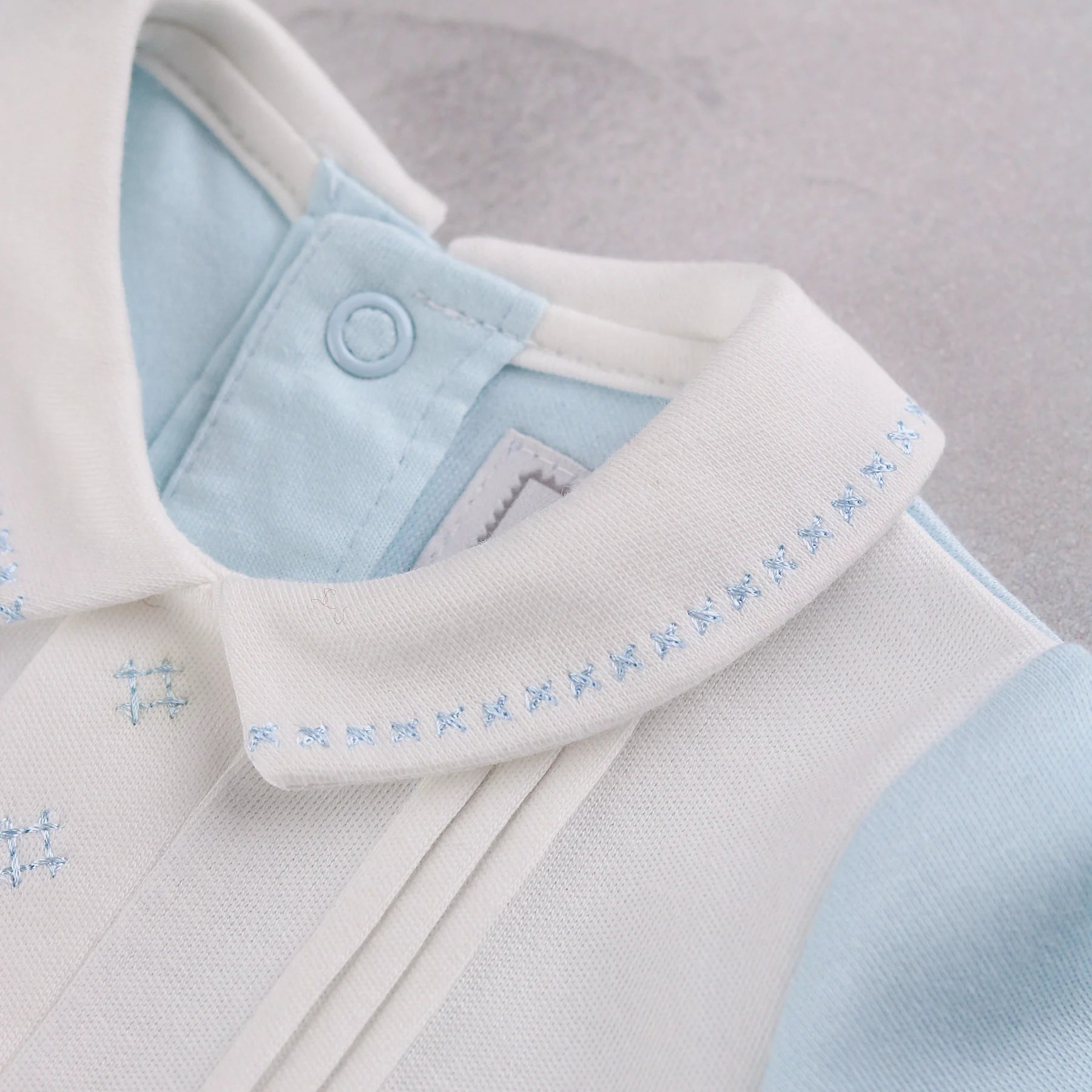 Emile et Rose Matthew baby boys babygrow white collar embroidery detail