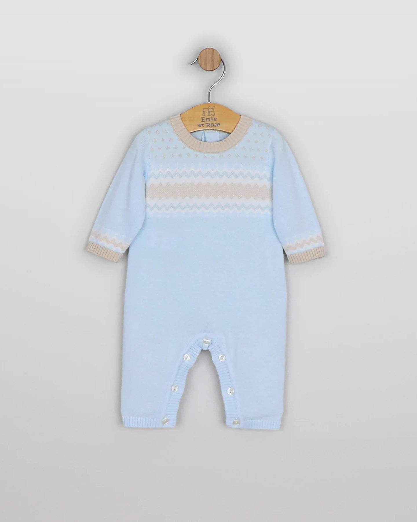Emile et Rose Magnus blue and beige newborn baby boys romper