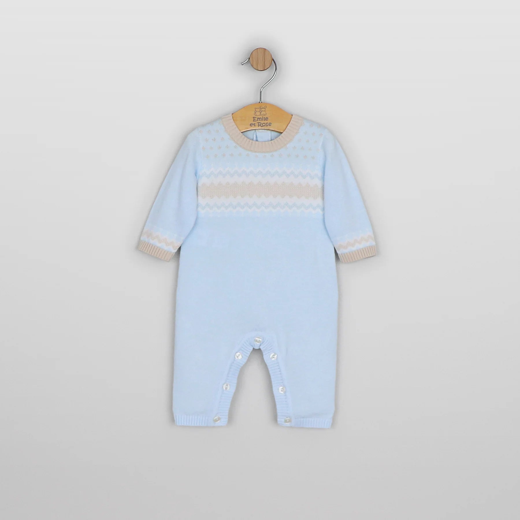 Emile et Rose Magnus blue and beige newborn baby boys romper