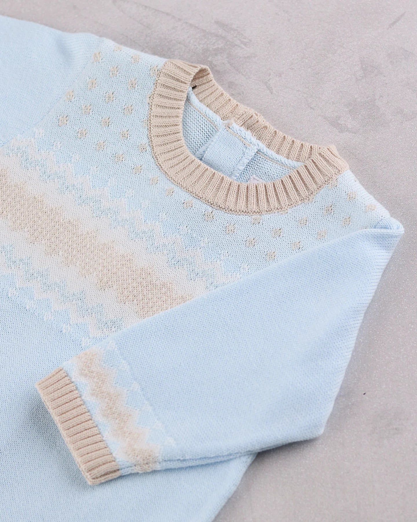 Emile et Rose Magnus baby boys knitted romper Scandi pattern and neckline detail