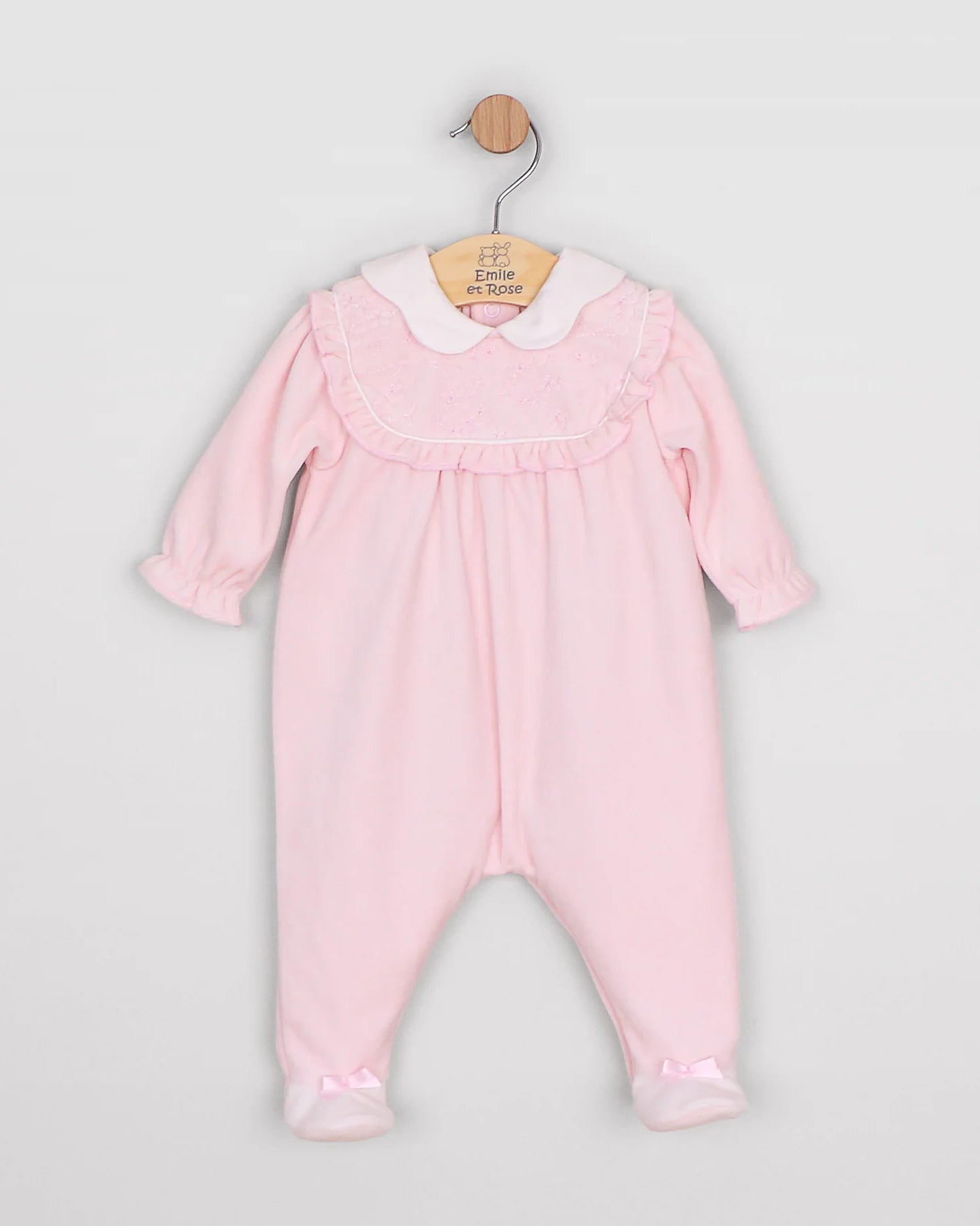 Emile et Rose Maddy pink baby girls velour romper product view