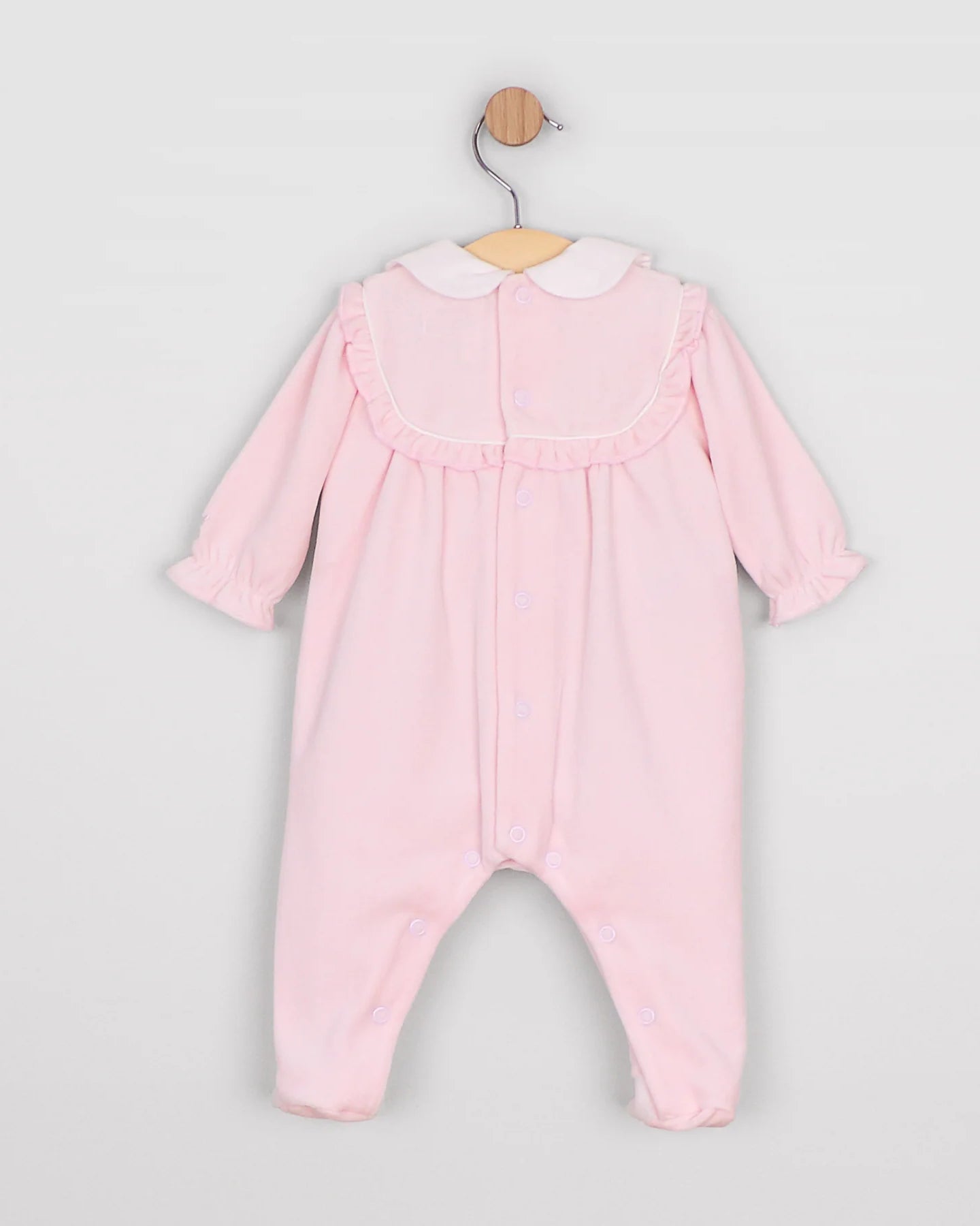 Emile et Rose Maddy pink baby girls velour babygrow product back view
