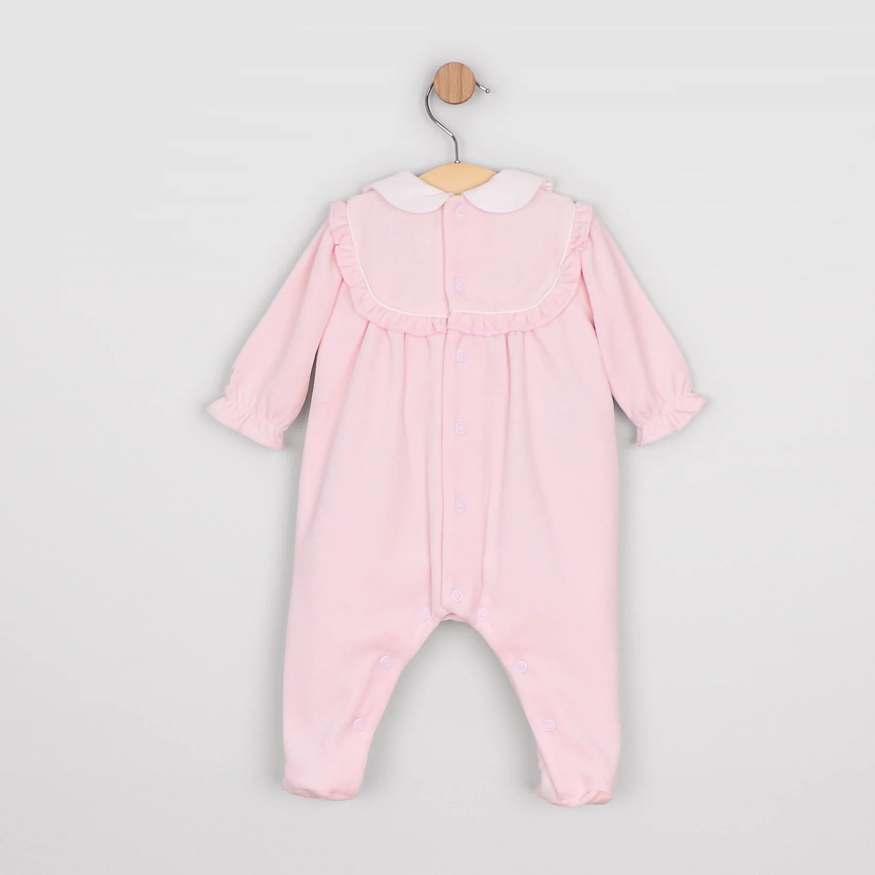 Emile et Rose Maddy pink baby girls velour babygrow product back view