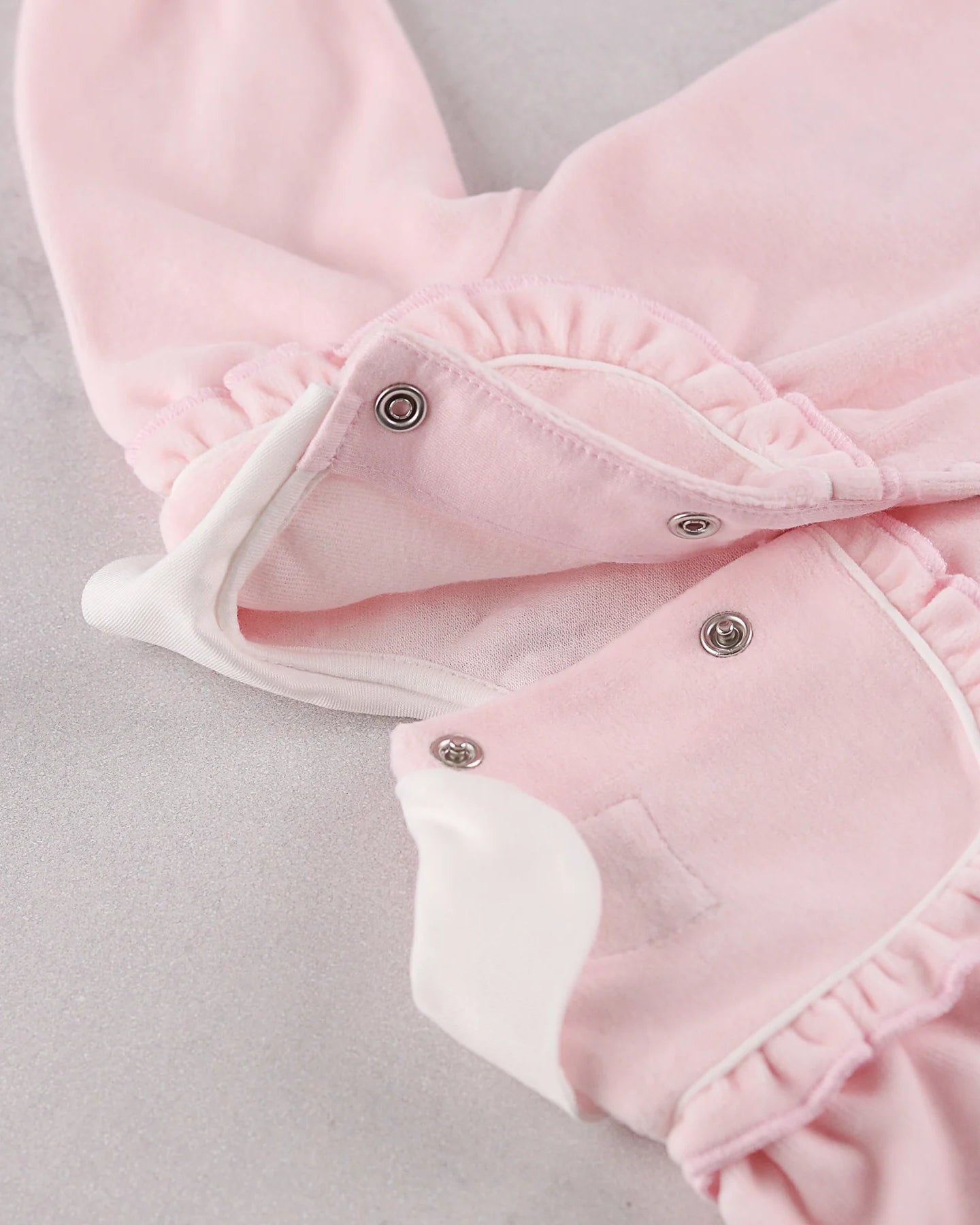 Emile et Rose Maddy baby girls pink babygrow embroidered frilled yoke detail