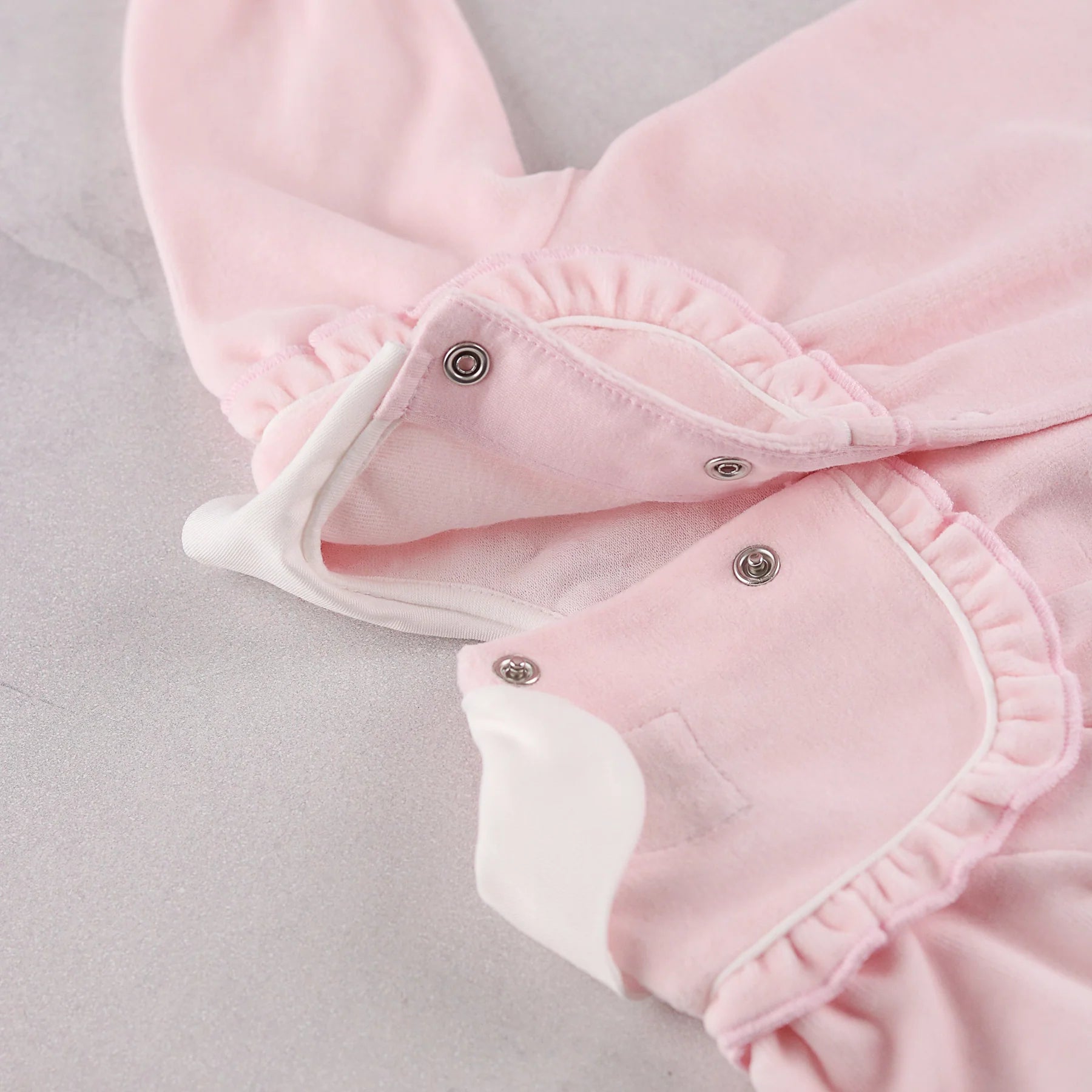 Emile et Rose Maddy baby girls pink babygrow embroidered frilled yoke detail