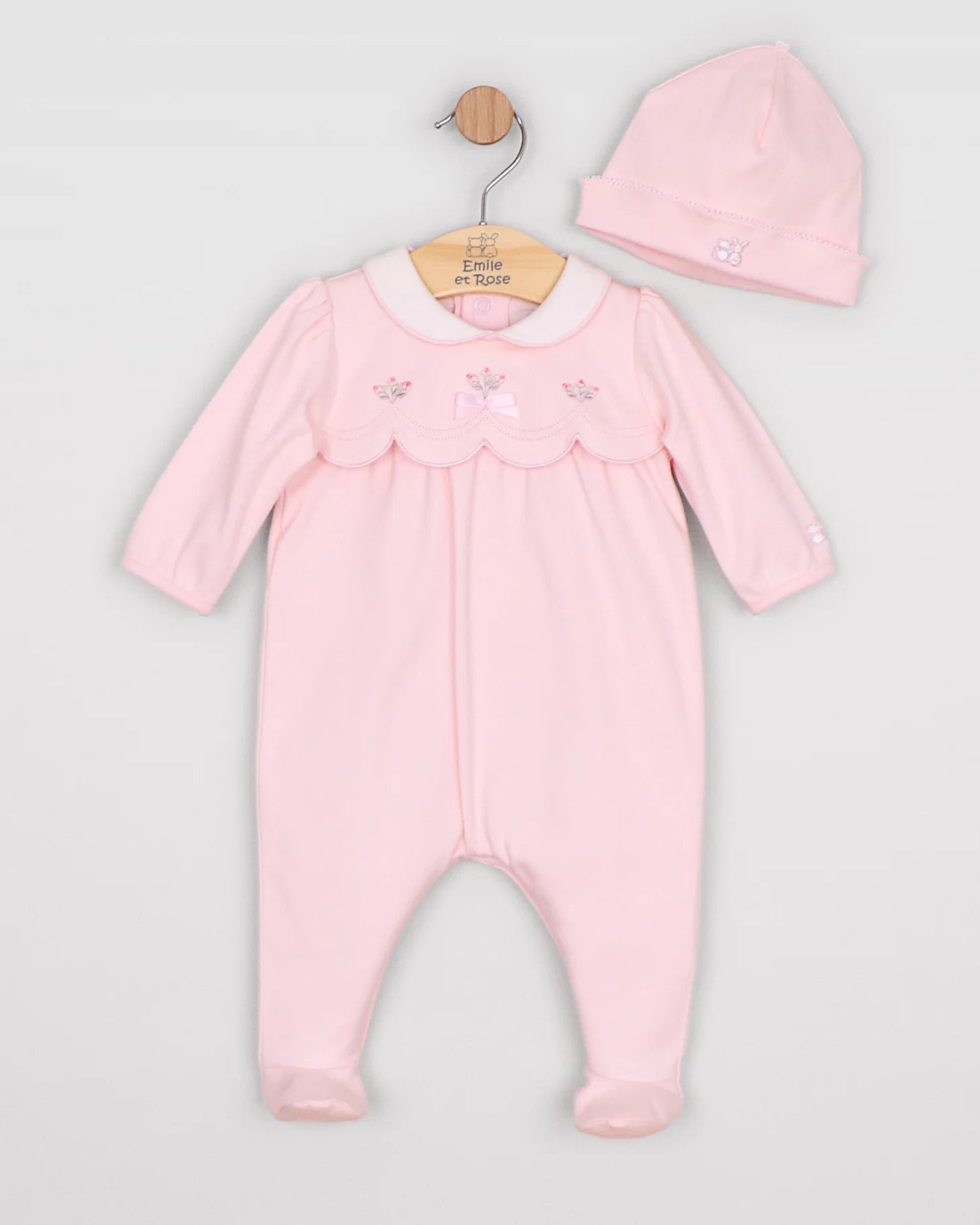 Baby girls Emile et Rose Matilda pink romper and hat gift set