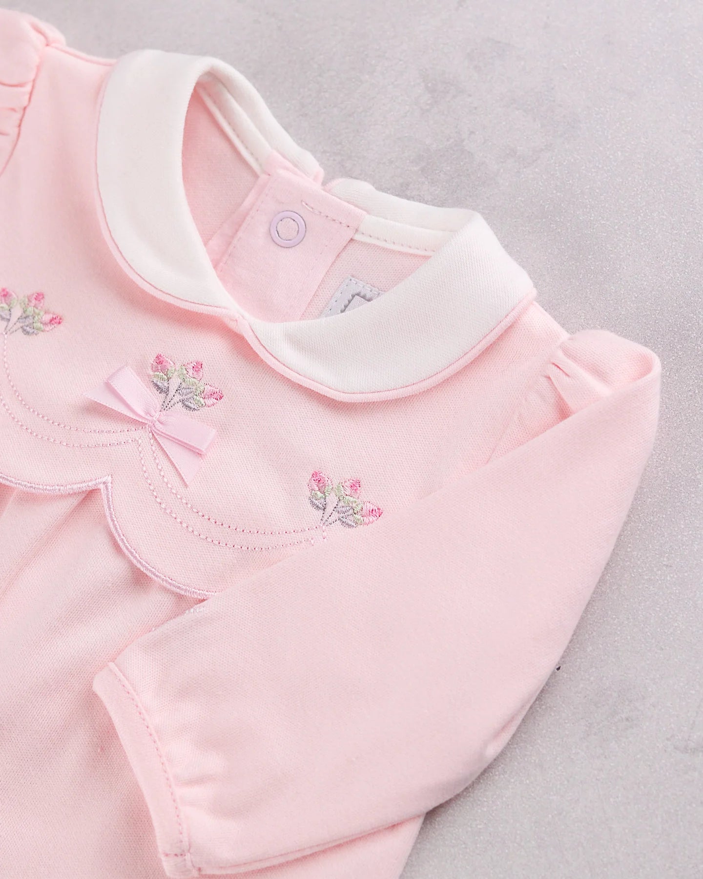 Emile et Rose Matilda baby girls pink romper collar and embroidery detail