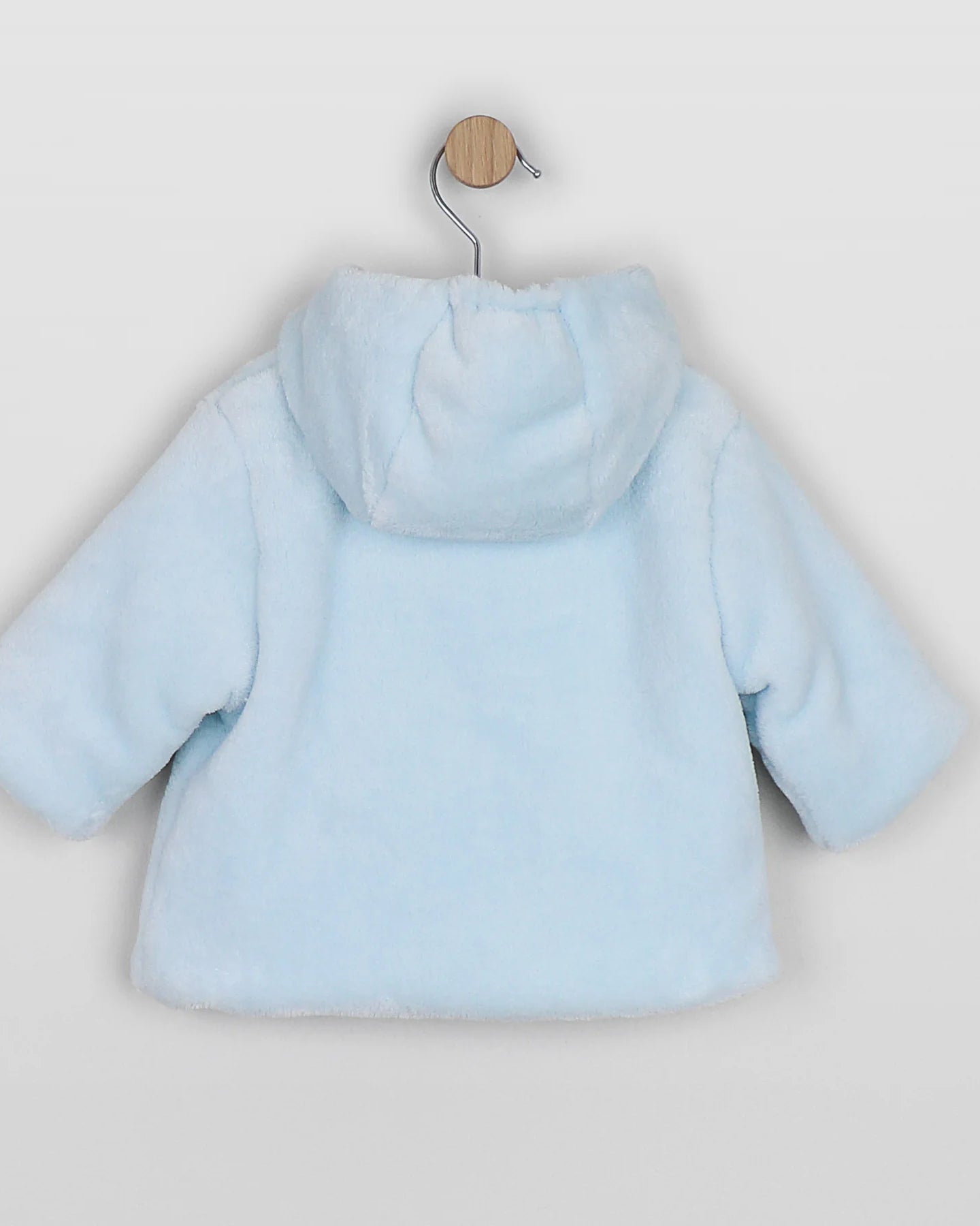 Emile et Rose Axel pale blue baby fleece jacket with hood and 3D teddy detail