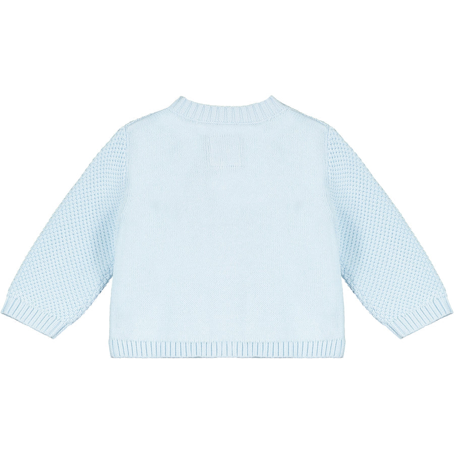 Emile et Rose Cypress Blue Knit Cardigan From The Back