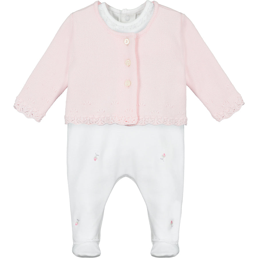 Emile et Rose Annabel Baby Girls Babygrow & Cardigan Set From Back