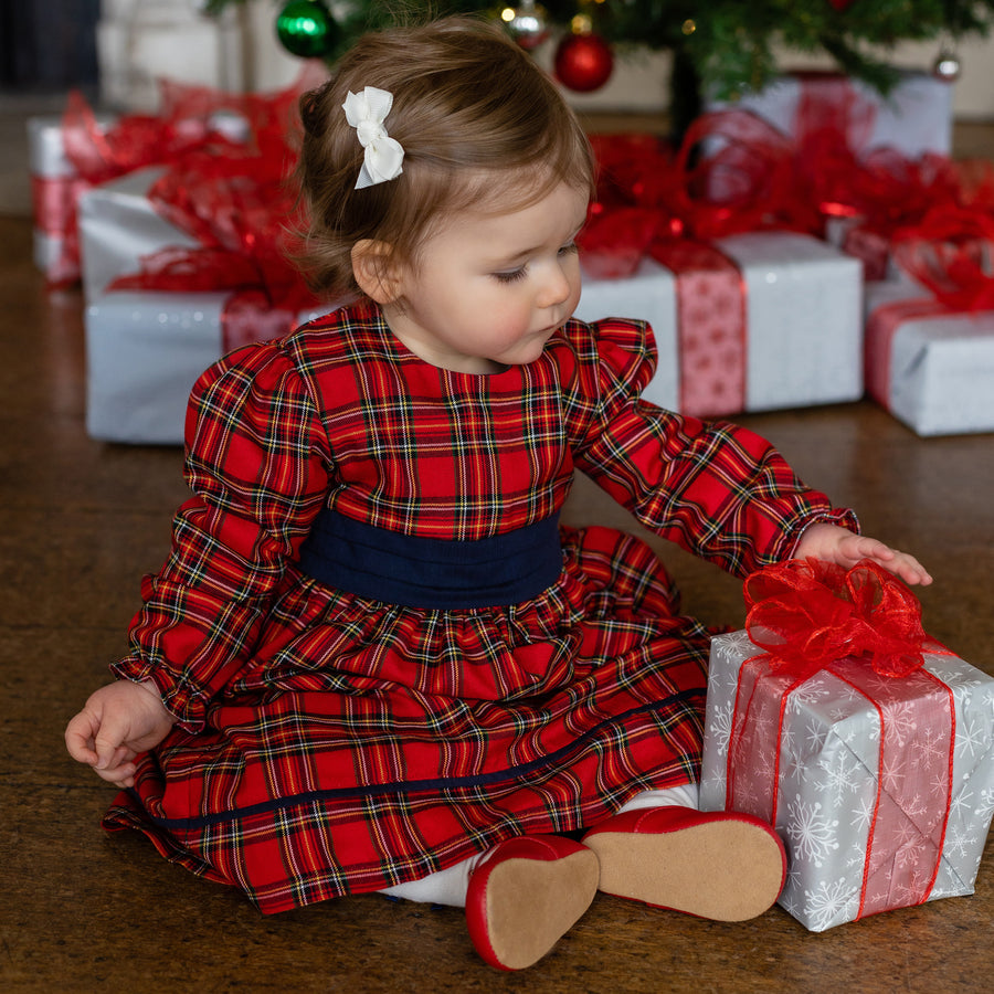 Emile et Rose Carlina Tartan Christmas Dress & Tights Set For Baby Girls